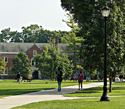 Photo of students walking on campus